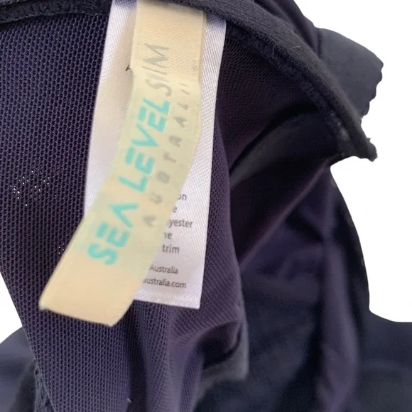 Sea Level One Shoulder Cut Out Lace Bodice One Piece Swimsuit Navy 12 NWT - Picture 8 of 15